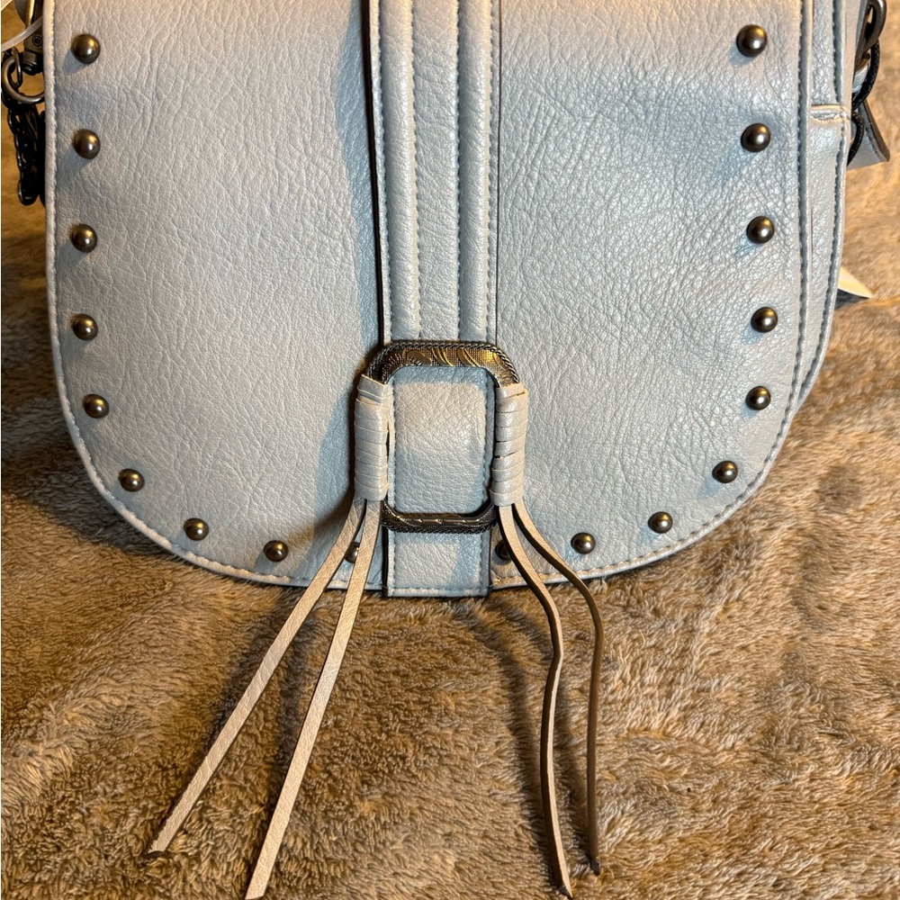 NWT Jessica Simpson Light Gray Studded Crossbody Bag